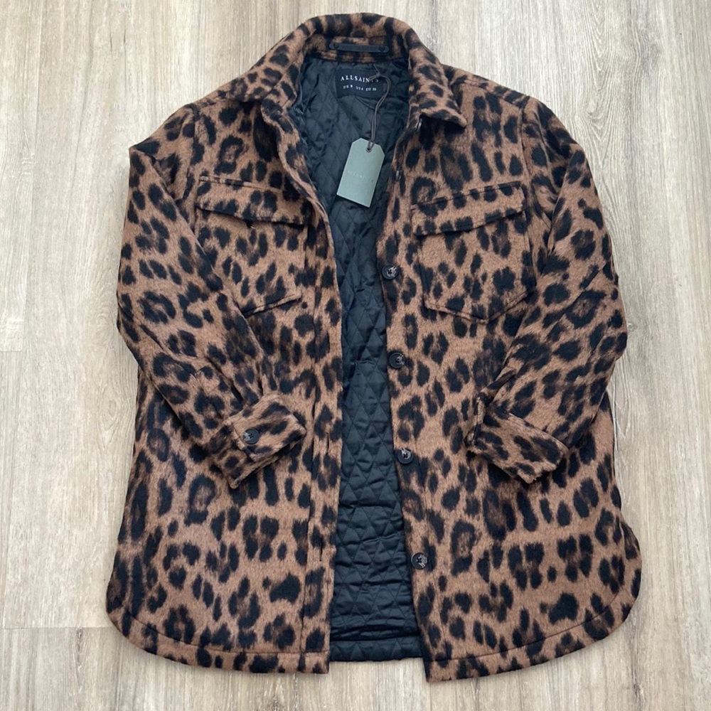 AllSaints Sophie Leopard Jacket Size 4 BNWT